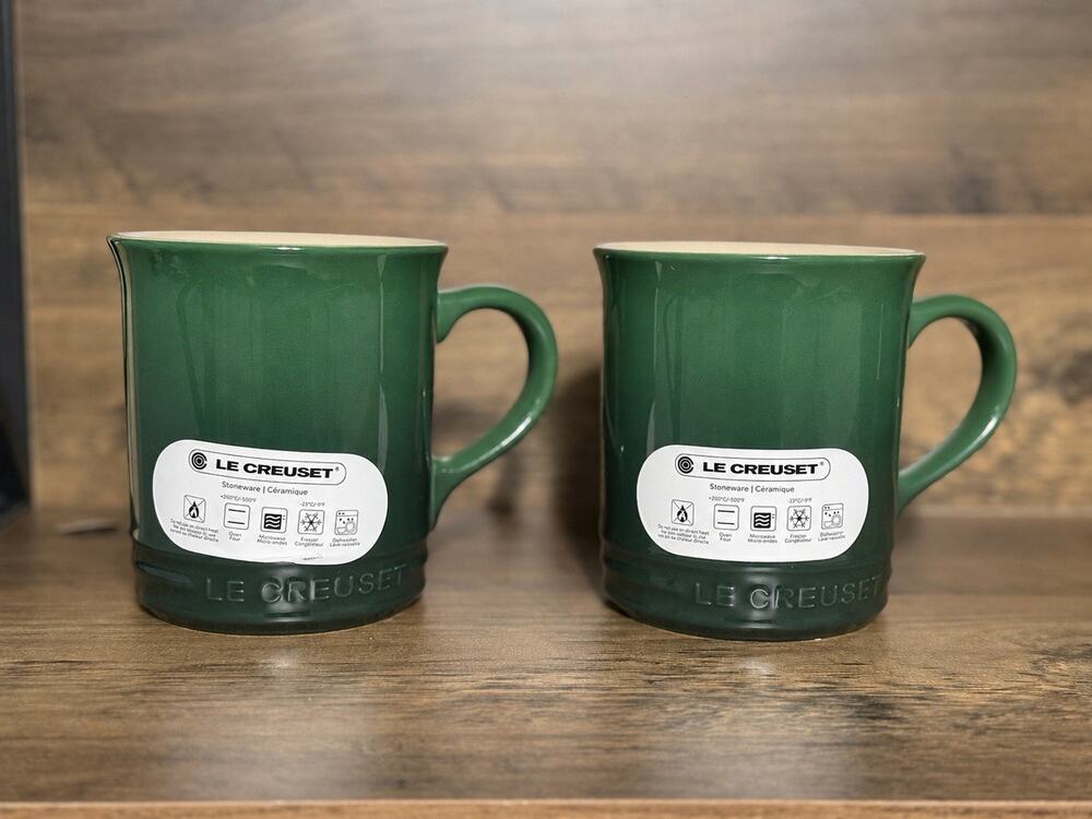 2 New Le Creuset Vancouver Cactus Green Stoneware Mug 400ml